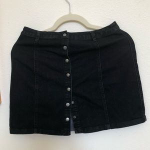 Black denim min skirt